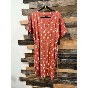 Lisa Bayne rust/orange linen dress lagenlook size Medium Petite